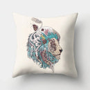 Axyaa Lion Tiger Head Pillowcase for Home Decor - Soft and Stylish Animal Cushion Cover
