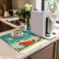 Axyaa Christmas Santa Kitchen Absorbent Mat - Antiskid & Quick Draining Tableware Mat