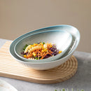 Axyaa Oblique Ceramic Bowl: Large Dessert Fruit Salad Bowl for Hotel and Restaurant Tableware
