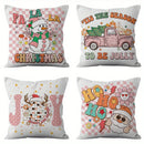 Axyaa Jolly Disco Pillow Covers - Vintage Christmas Pattern for Sofa, Bedroom, Car