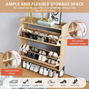 Axyaa Shoe Cabinet Duo: Wooden Narrow Storage, 2 Flip Drawers, Freestanding Organizer