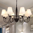 Axyaa Retro Iron Lampholder with Fabric Lampshade LED Chandelier for Bedroom, Dining, Living Room