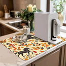 Axyaa Watercolor Flower Branches Maple Drying Mat for Kitchen Counter Drain Mats