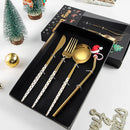 Axyaa Christmas Stainless Steel Cutlery Set Golden Straw Gift Box