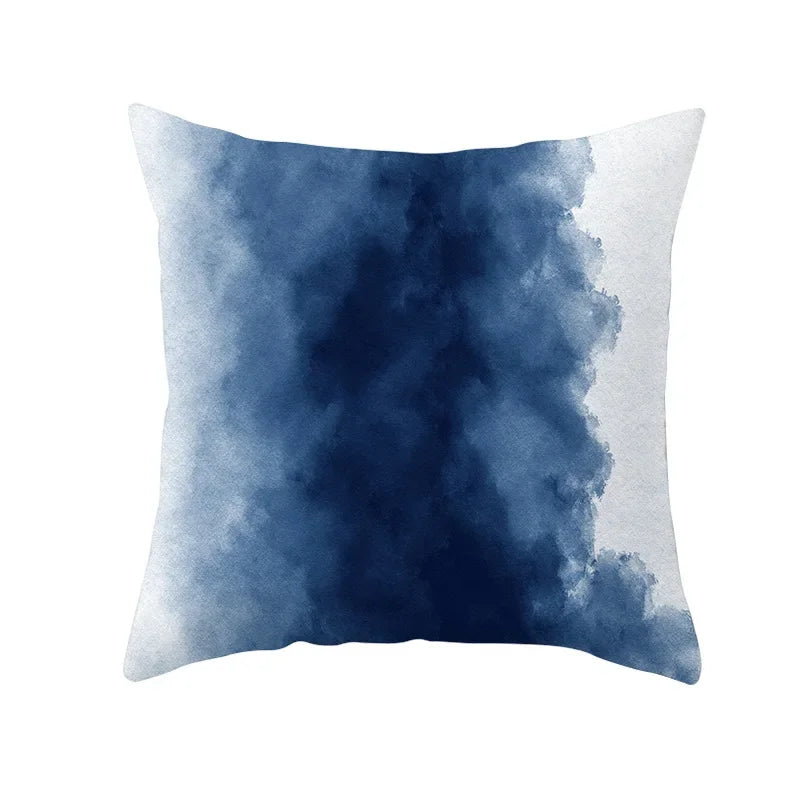 Axyaa Light Luxury Blue Abstract Print Throw Pillow Cover - Marble Stripe