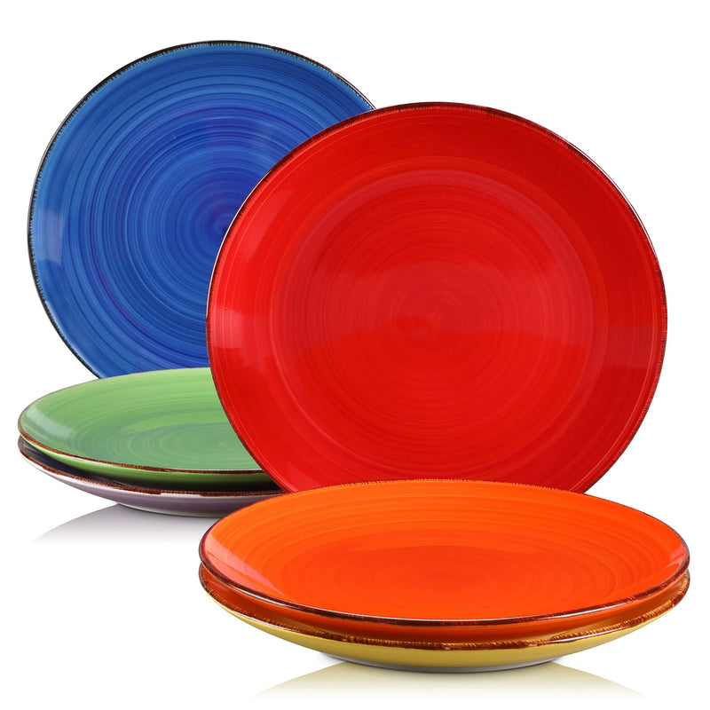 Axya Bonita Handpainted 10.4" Dinner Plates Set of 6, Multicolour Rustic Look