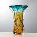 Axyaa Twisted Pattern Jade Gold Glass Vase - Light Luxury Flower Arrangement