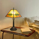Axyaa Stained Glass Table Lamp 8" Cream Color Desk Light Home Office Bedroom