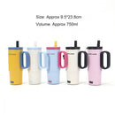 Axyaa 750ml Stainless Steel Vacuum Bottle with Straw Handle - Cute Large Thermos for Office, Travel