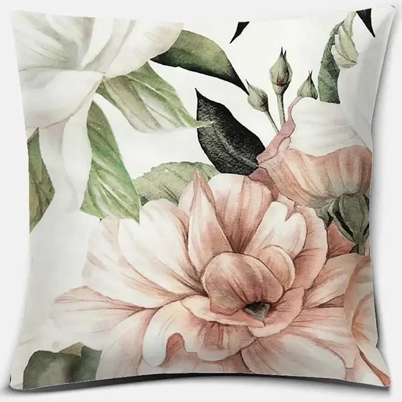 Pink Flower Pattern Cushion Cover by Axyaa - 45x45cm Decorative Pillowcase
