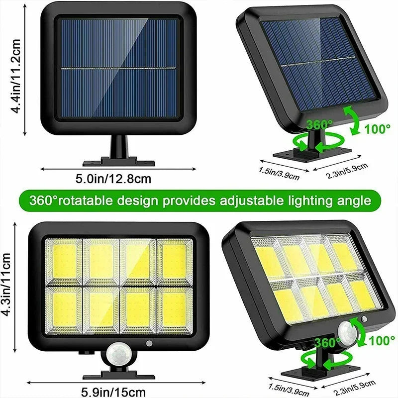 Axyaa 160COB Solar Outdoor Wall Lights Motion Sensor Remote Control 3 Mode Street Lights.