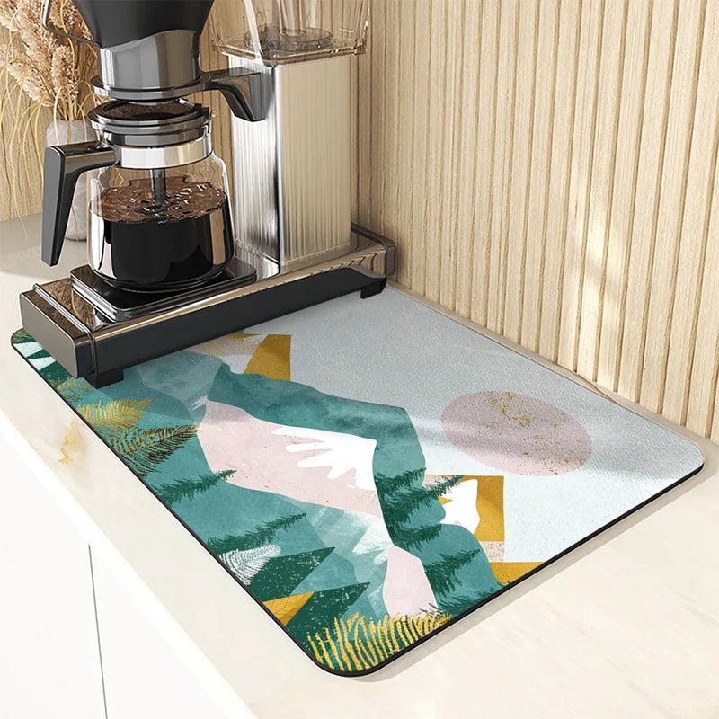 Axyaa Diatom Mud Kitchen Drain Pads: Absorbent Tableware Draining Mat for Bowls, Plates, Coffee Machine