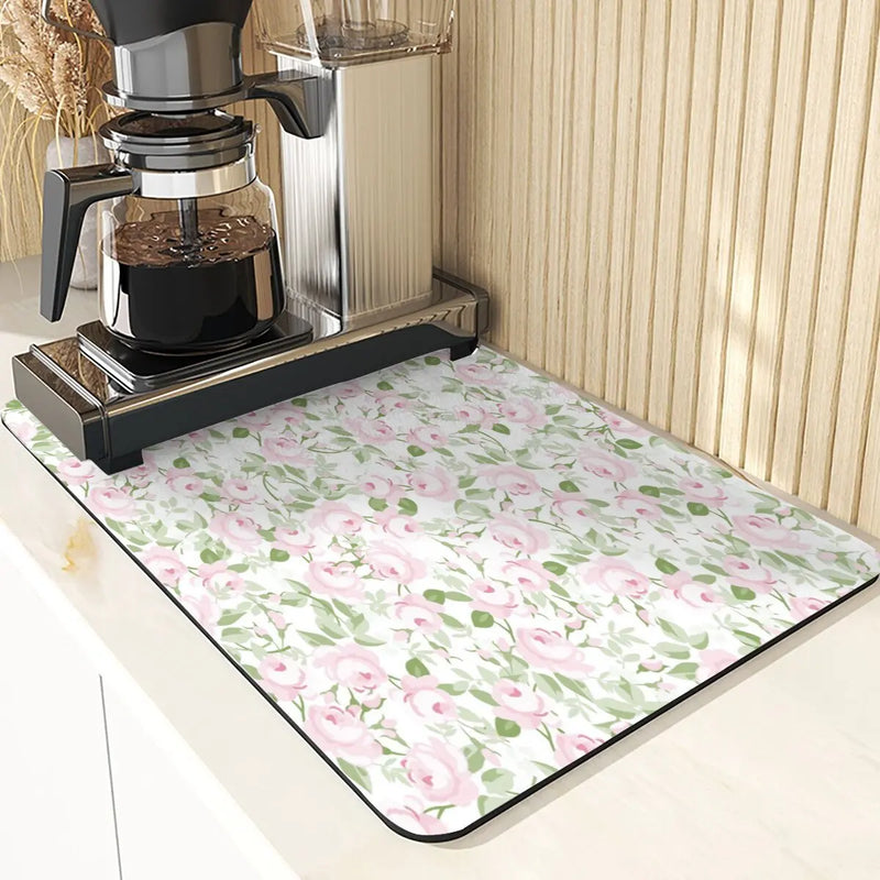 Axyaa Flowers Silicone Drying Mat: Non-Slip Kitchen Table Decor & Protection