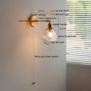 Axyaa Colorful Glass LED Wall Sconce, Pull Chain Switch, Adjustable Copper Arm