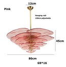 Axyaa Glass Flower Petal Chandelier - Bronze Metal Dining Table Hanging Lamp