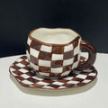 Axyaa 10oz Korean Style Ceramic Coffee Mug with Saucer Hand Painted Tea Cup Set