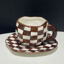 Axyaa 10oz Korean Style Ceramic Coffee Mug with Saucer Hand Painted Tea Cup Set