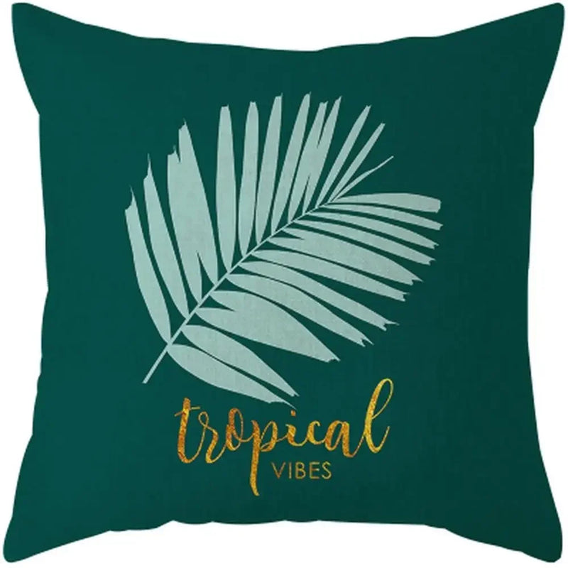 Axyaa Plants Print Linen Cushion Cover for Stylish Home Decor 45*45cm
