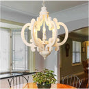 Axyaa Retro White Wood Chandelier for Coffee Bar Dining Living Room