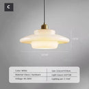 Axyaa Cream Wind Milk Glass Art LED Pendant Lights Modern Kitchen Island Decor