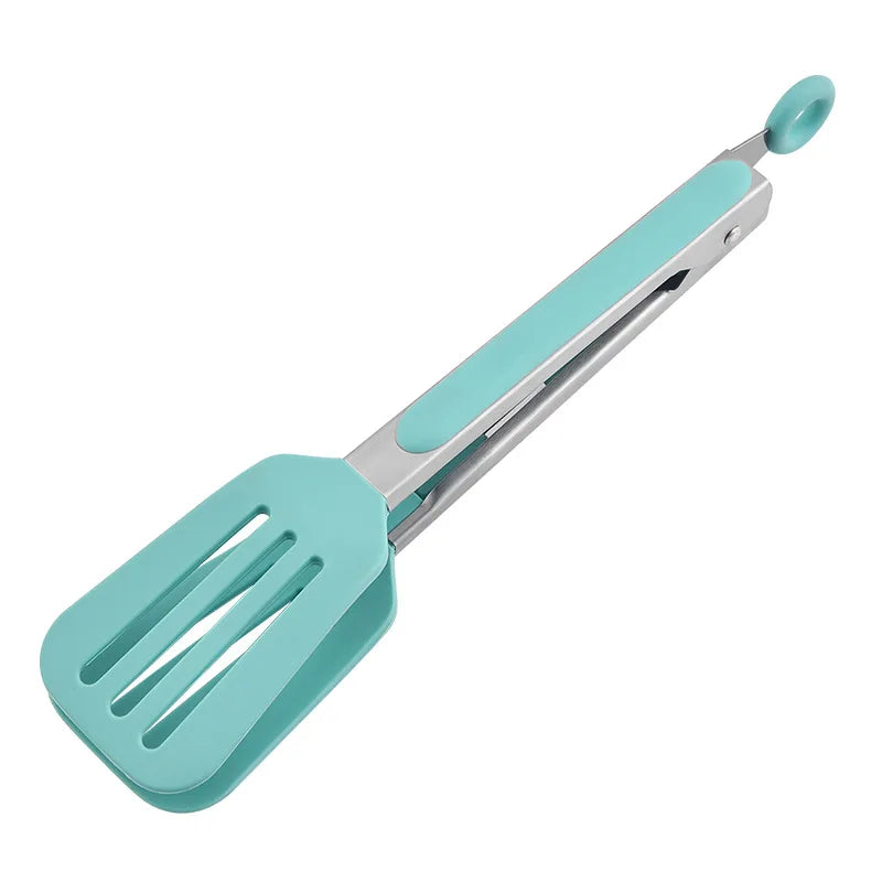Axyaa Silicone Food Tong Stainless Steel BBQ Tongs Heat Resistant Kitchen Clips