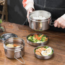 Axyaa Stainless Steel Compartment Lunch Box - Anti-scalding Round Fast Food Cup