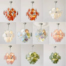 Axyaa Murano Glass Chandelier: Colorful Round Slice Shade Light Fixture