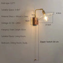 Axyaa Wooden Wall Sconce LED Bedside Lamp Glass Wall Lights Switch