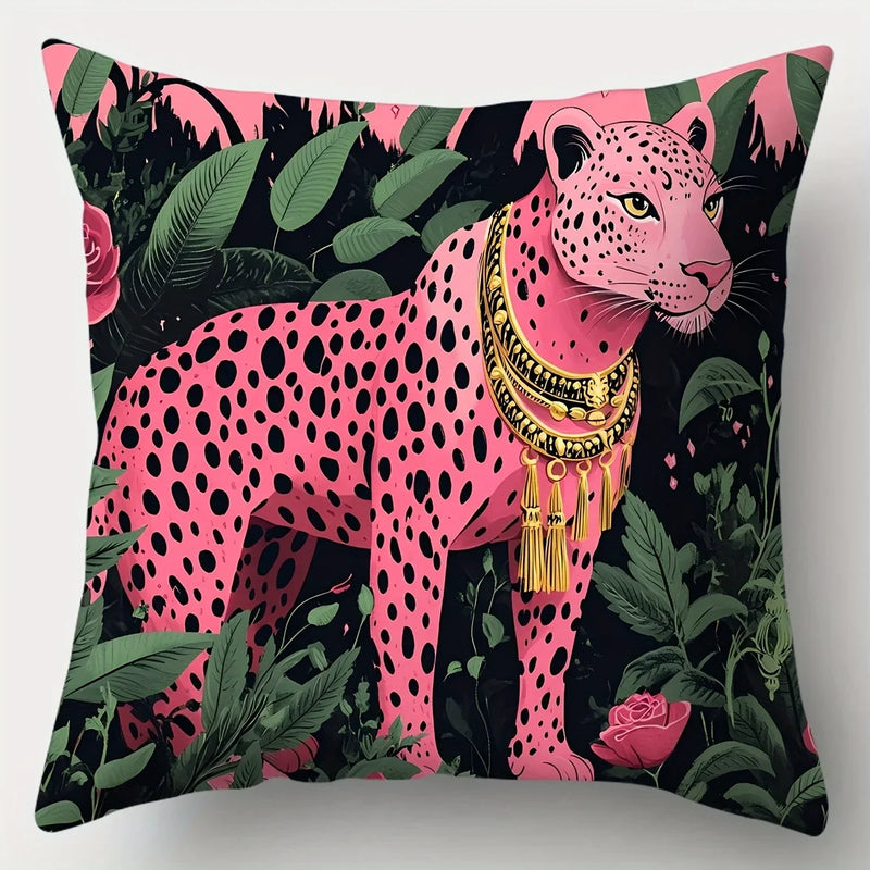 Sofa Cushion Cover Set Pink Leopard Single-Sided Print 17.7" Axyaa Brand