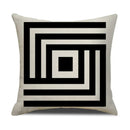 Axyaa Geometric Line Print Linen Cushion Cover - Home & Car Decor Pillowcase