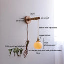 Axyaa LED Wall Light Fixture Switch Stair Lighting Round Ceramic Wood Bedside Lamp