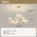 Axyaa Ceramic Chandelier: Elegant Lotus Leaf Design, Creamy Finish, Luxury Lighting for Home & Restaurant