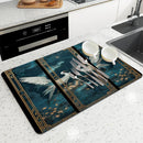 Axyaa Kitchen Drying Mat with Crane Plant Design and Absorbent Quick Dry Technology