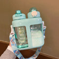 Axyaa Double Drink Plastic Water Bottles With Straw, Tea Filter, Portable Strap, Large Capacity