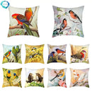 Axyaa Bird and Flower Printed Pillow Cover 45x45cm for Home Sofa Decor