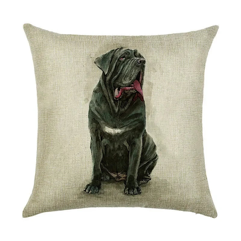 Cute Dog Watercolor Linen Cushion Cover 45*45cm - Axyaa