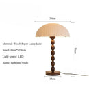 Axyaa Solid Wood Antique Style Rice Paper Table Lamp for Bedroom, Study, Living Room
