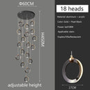 Axyaa Black Gold Chandelier Modern Minimalist Luxury Lighting for Duplex Staircase Lamp