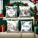 Axyaa Winter Holiday Pillowcase - Festive Snowman & Santa Claus Sofa Cushion Cover
