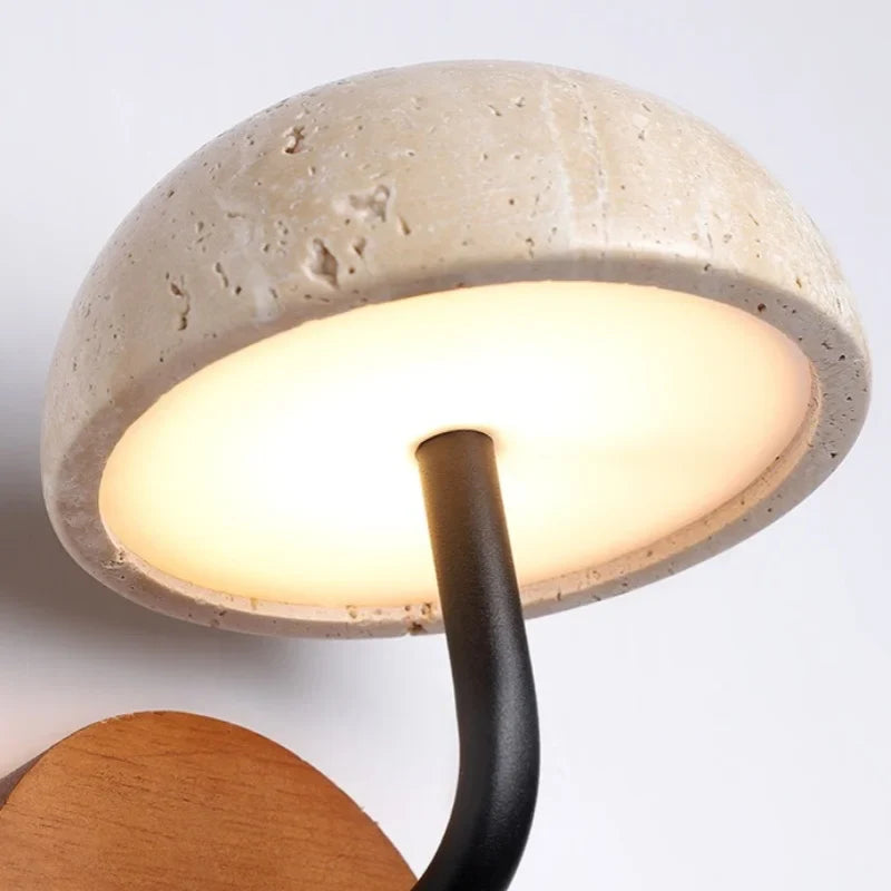 Axyaa Wooden LED Wall Lamp with Switch, E27 Bulb, Yellow Travertine - Wandleuchte