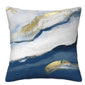 Blue & Gold Marbled Pillow Covers - Axyaa Abstract Pattern Cushion Cover for Sofa, Bedroom & Car
