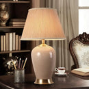 Axyaa Ceramic Table Lamp with Fabric Lampshade for Home Decor