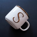 Axyaa Light Luxury Nordic Bone Couple Cup - Gold Relief Ceramic Mug