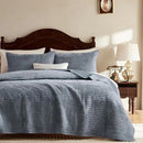 Axyaa Blue Striped Pick Stitch King Size Quilt Set: Soft Lightweight Bedspread