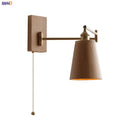Axyaa Walnut Ash Wood LED Wall Sconce with Pull Chain Switch for Indoor Lighting