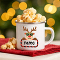Personalized Deer Christmas Enamel Cups Custom Name Hot Cocoa Sibling Mug Axyaa