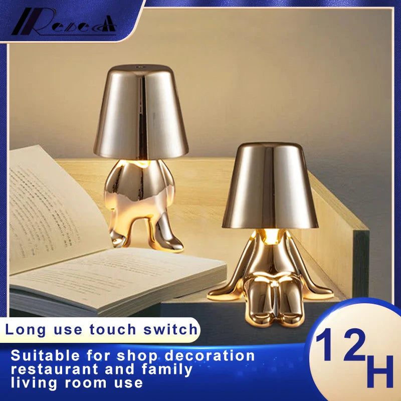 Axya Golden Man Touch Lamp for Bedroom Night Light Decoration