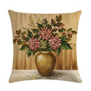 Axyaa Floral Pattern Linen Cushion Cover for Home Sofa, 45x45cm Square Pillowcase