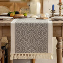 Axyaa Grey Coffee Zigzag Wreath Table Runner 13.7x72"