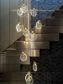 Axyaa Crystal Chandelier: Luxury LED Pendant Lighting for Staircase and Villa Loft